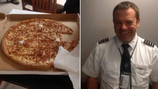 Air Canada passengers were treated to pizza, courtesy of this unidentified WestJet pilot, after their plane was rerouted to Fredericton. Airport eateries were closed.