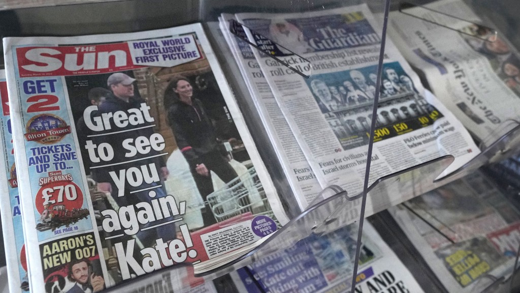 英国太阳报公开凯特「术后首次露面」的影像。 美联社