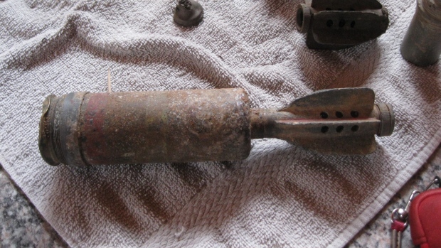 A Second World War mortal shell, possibly like this one, was found by a man with metal detector in Intrepid Park.