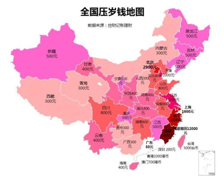 中国压岁钱地图：广东算一股清流 恨童年没在福建长大_图1-3