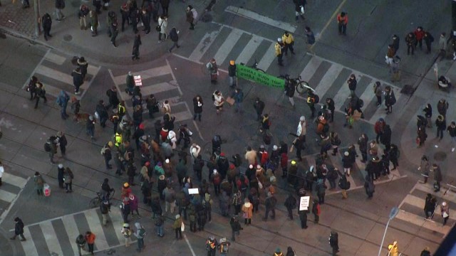 is taking place in downtown Toronto in solidarity 