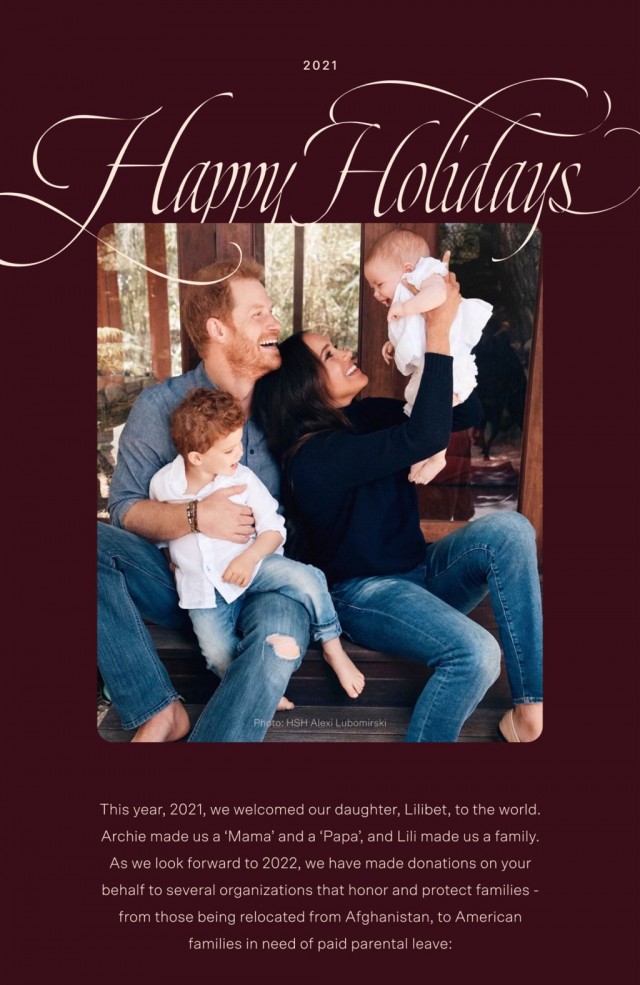 Prince Harry, Meghan Markle 2021 Christmas card