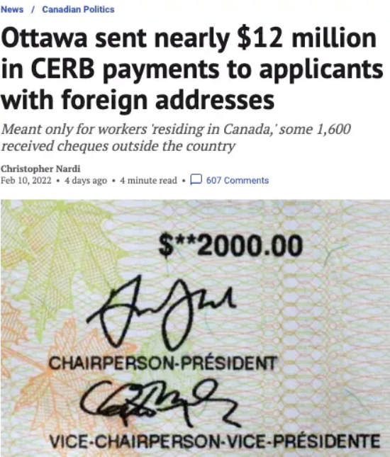 加拿大联邦超1000万加币疫情补助 CERB错发