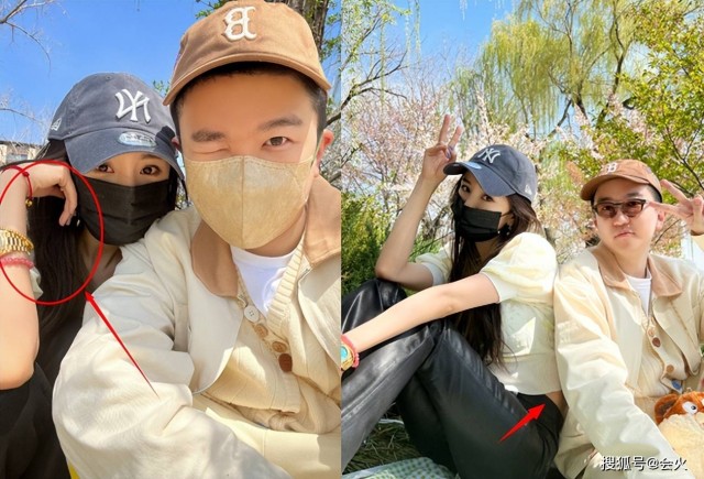 杨幂与张大大贴脸亲昵自拍！穿?上衣秀小蛮腰，手戴大金表太豪气_状态_照片_好友