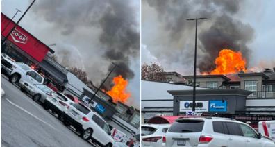 温哥华惊传爆炸声 熊熊烈焰吞没建筑黑烟滚滚