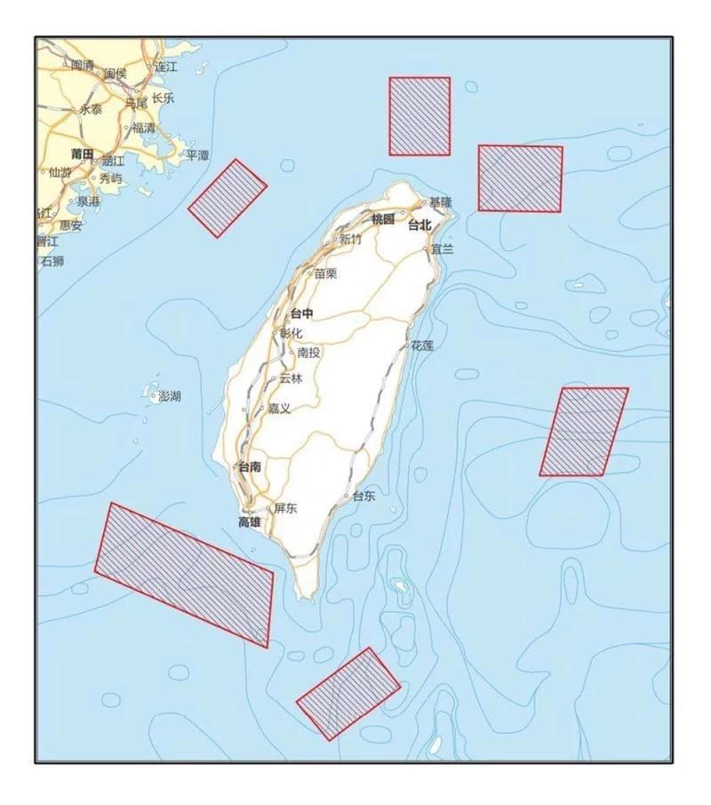 解放軍宣布8月4日12時至7日12時將在台灣島周邊進行重要軍事演訓行動,形同封鎖...