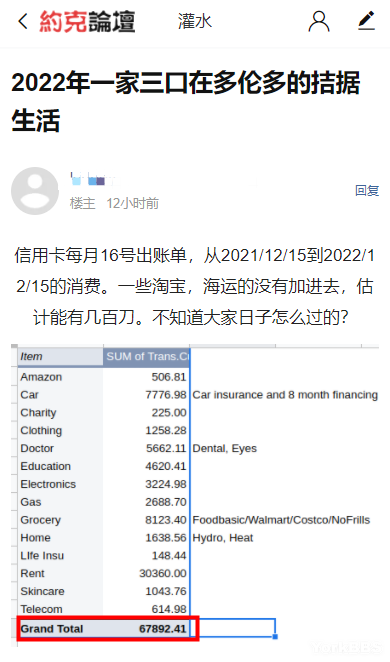 加拿大华人晒一家三口的2022年开支 真的很省了 加拿大华人晒一家三口的2022年开支 真的很省了