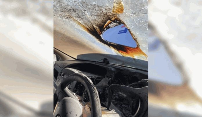 車主小心!英國夫婦留墨鏡在車上 太陽照射冒火燒破擋風 图片