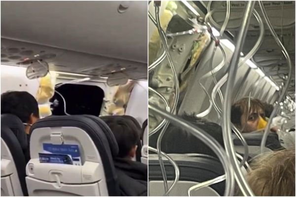 阿拉斯加航空客机因窗户飞走紧急折返迫降。 网片截图