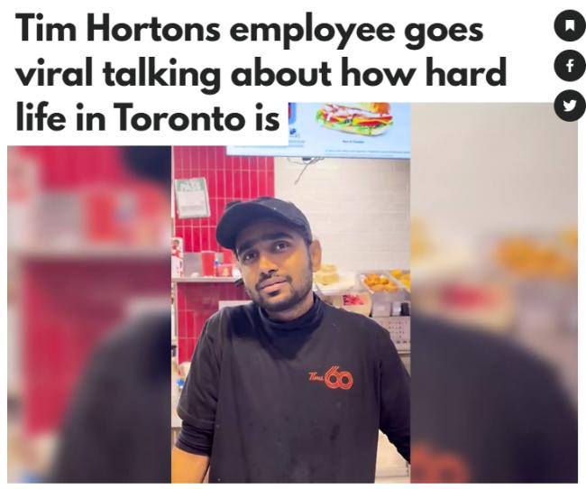 Tim Hortons员工移民6个月决定回国 痛骂多伦多