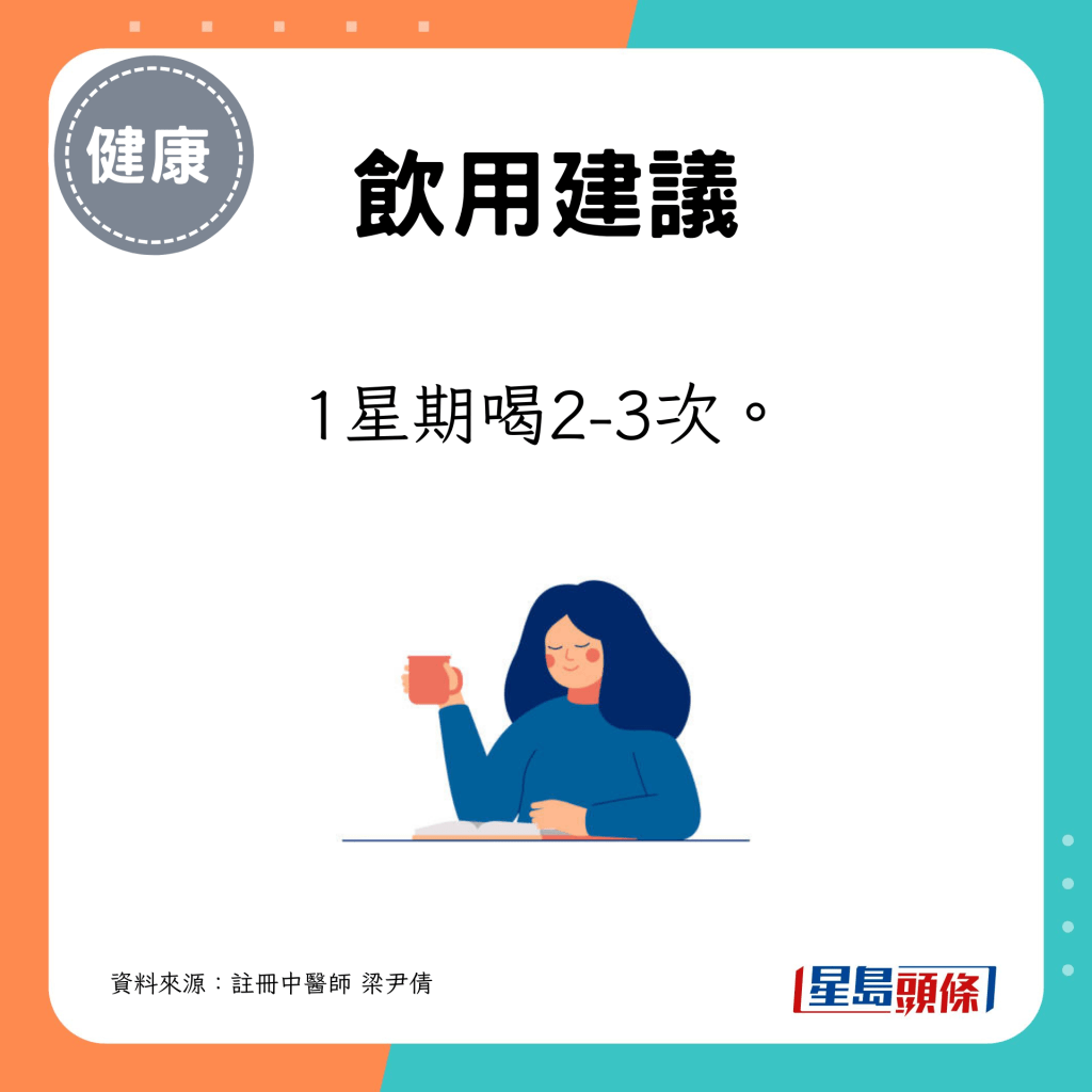 建议饮用次数:1星期2至3次