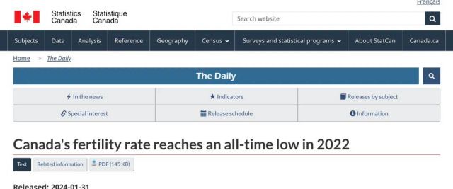 加拿大生育率暴跌 白人/亚裔压根不结婚了