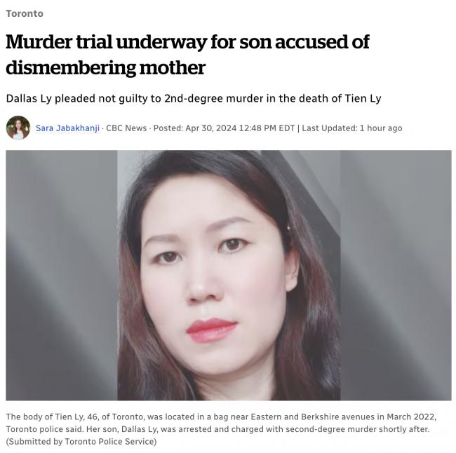 加拿大华人凶杀案！20岁男子27刀捅死亲生母亲