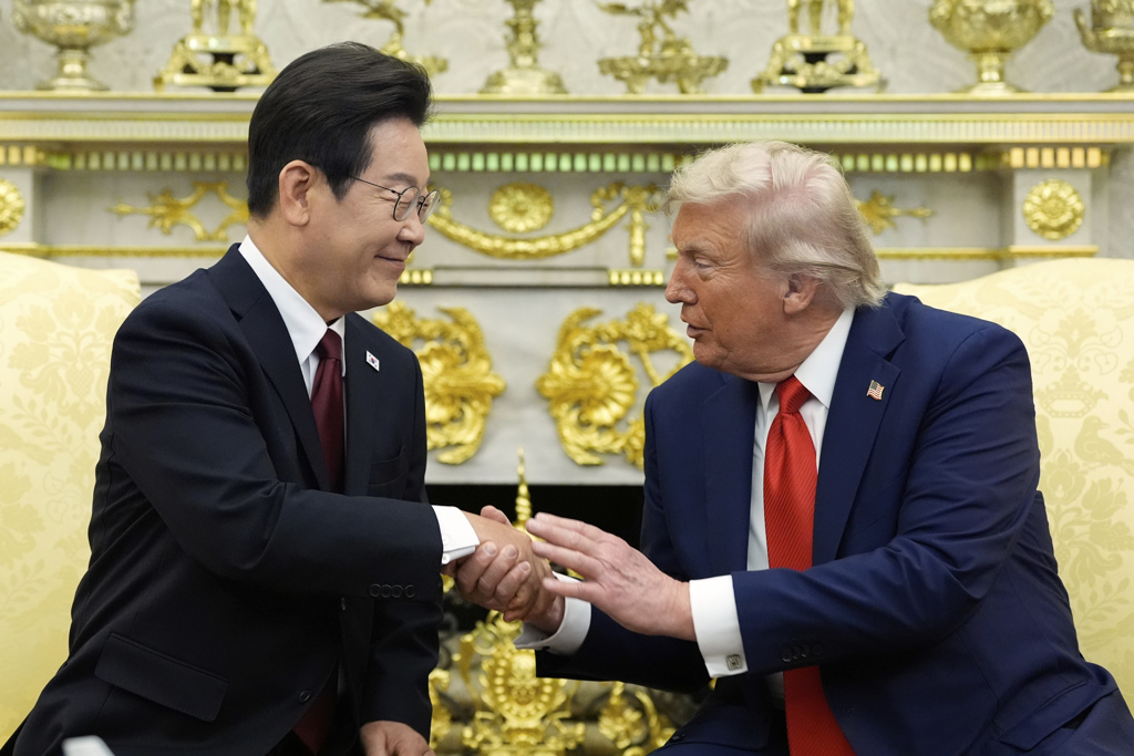 川普總統本月25日接見接見南韓總統李在明。（資料照/美聯社）